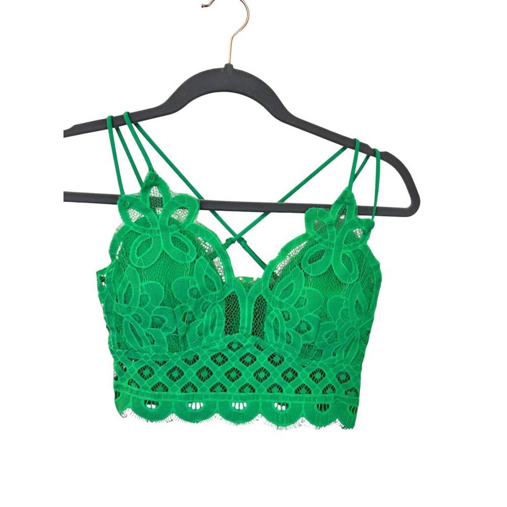 NEW COLOR ALIEN crochet lace bralette with bra pads in n bright green